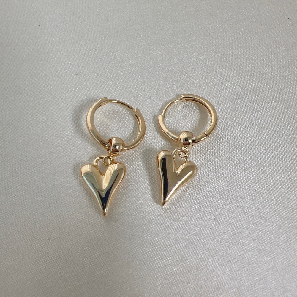 Puffed Heart Hoop Earrings